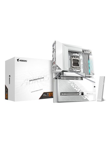 X870 AORUS STEALTH ICE Placa Base  Compatible con procesadores AMD Ryzen 9000, VRM digital de 16+2+2 fases, hasta 8200 MHz DDR5