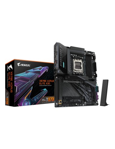 X870E AORUS ELITE X3D Placa Base  Compatible con procesadores AMD Ryzen 9000, VRM digital de 16+2+2 fases, hasta 9000 Hz DDR5 (