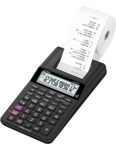 Calculadora impresora HR 8RCE pantalla 12 digitos negra