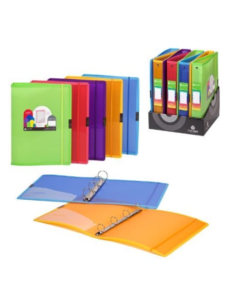 CARPETA DE ANILLAS POLIPROPILENO DUNE A4+ 4/40MM GOMA AZUL CARCHIVO -  Pack de 4 unidades - 12371450