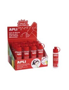 Expositor 12 botes cola de silicona 25ml Apli