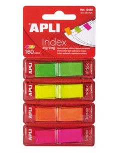 160 indices autoadhesivos en zigzag colores surtidos fluor