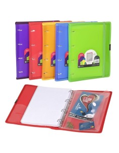 CARCHIVO CARPETA 4 ANILLAS 16MM CARPEBLOCK DUNE PP 120 HOJAS CON GOMA A5 SURTIDOS -5U-