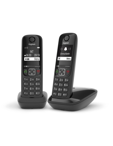 AS690 Duo Teléfono DECT/analógico Identificador de llamadas Negro