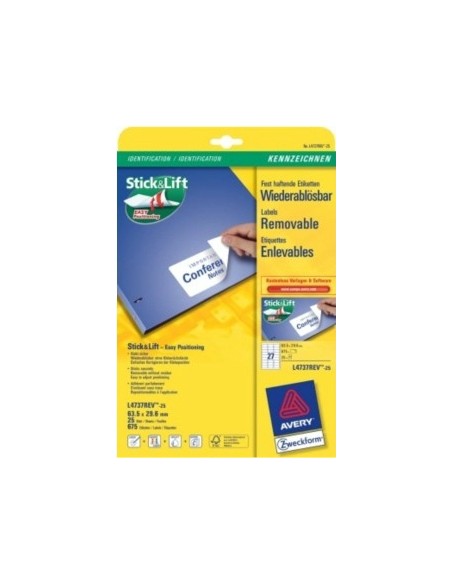 L4737REV-25 etiqueta autoadhesiva Blanco 675 pieza(s)