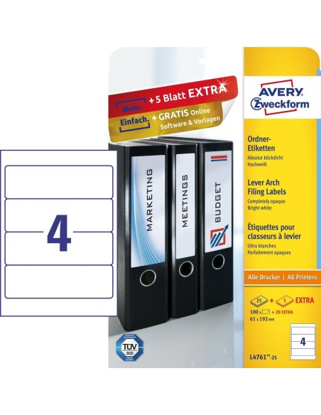 L4761-25 etiqueta autoadhesiva Rectángulo redondeado Permanente Blanco 120 pieza(s)