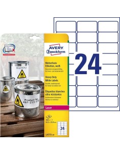 L4773-20 etiqueta autoadhesiva Rectángulo redondeado Permanente Blanco 480 pieza(s)