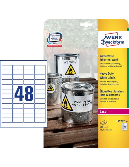 Etiquetas Blancas de Alta Resistencia, Láser