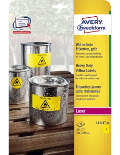 Etiquetas amarillas de poliéster - impresoras Láser 210 x 297 mm