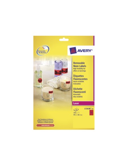 L7263R-25 etiqueta autoadhesiva Rojo 14 pieza(s)