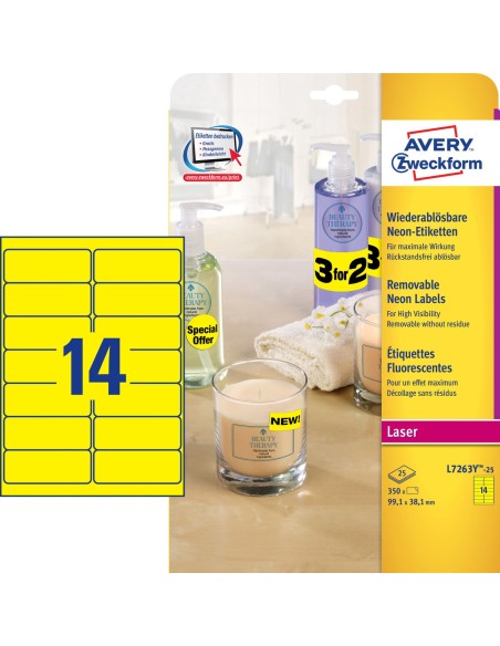 Etiquetas Fluorescentes de Alta Visibilidad, Amarillas