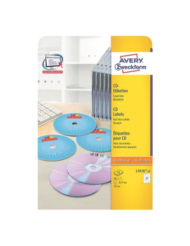 Etiquetas para CD Super Grandes, 117mm Para Impresoras Láser y de Inyección de Tinta