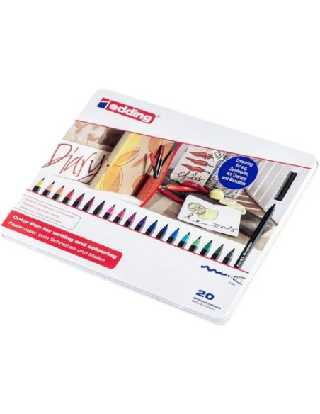 Caja metalica 20 rotuladores Edding 1300 colores surtidos