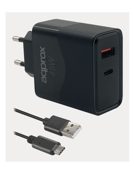 APPUSBWALL45W cargador de dispositivo móvil Universal Negro Corriente alterna Carga rápida Interior