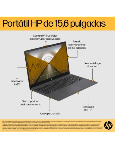 15-fc0014ns AMD Ryzen 3 7320U Portátil 39,6 cm (15.6") Full HD 8 GB LPDDR5-SDRAM 512 GB SSD Wi-Fi 6 (802.11ax) Windows 11 Home