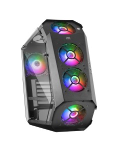 MC51 Negro Caja PC Gaming ATX Doble Cristal Templado 5x Ventilador RGB 12cm