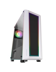 MC-ART Blanco Caja PC Gaming ATX Doble Cristal Templado Dibujable ARGB 12 Modos Ventilador 12cm