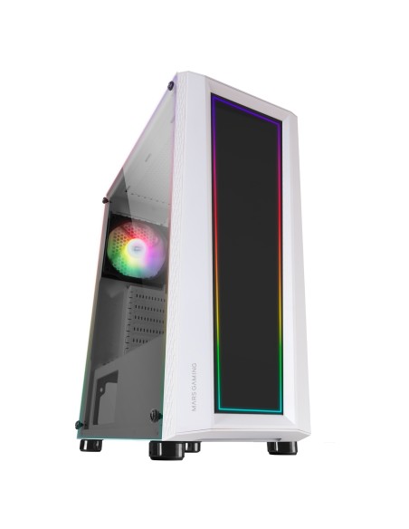 MC-ART Blanco Caja PC Gaming ATX Doble Cristal Templado Dibujable ARGB 12 Modos Ventilador 12cm