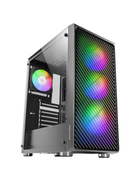MC-F Negro, Semitorre Gaming ATX, Ventana Completa Cristal Templado, Frontal Metal-Mesh, 4x Ventiladores ARGB 120mm