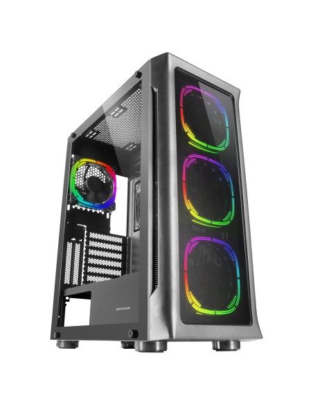 MC-NEO Negro Torre Gaming XXL E-ATX Ventana Lateral y Frontal Cristal Templado 4x Ventiladores ARGB 120mm + Ventilador 120mm Sis