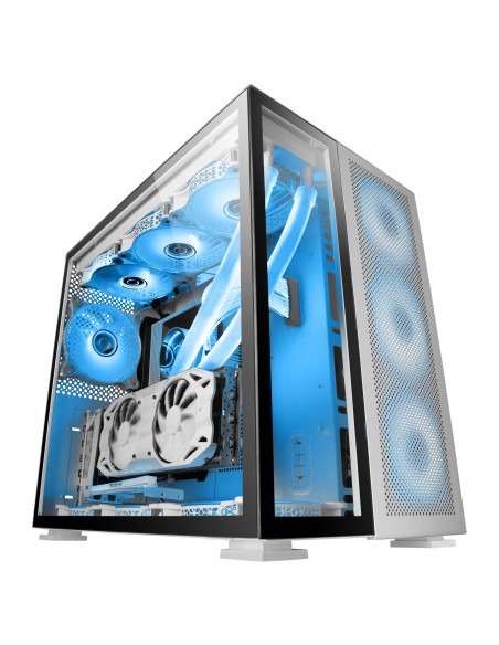 MC-NOVA Torre Gaming Custom XXL E-ATX Aluminio Aeroespacial Doble Ventana Completa Cristal Templado Estructura Doble Cámara USB-