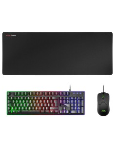 MCPXBES Combo Teclado H-Mech FRGB Ratón Ultraligero 10000DPI y Alfombrilla XXL Negro Idioma Español