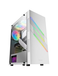 MC-U3 Blanco Caja PC Gaming ATX XL Frontal Triple ARGB Ventilador 12cm ARGB Ventana Cristal Templado