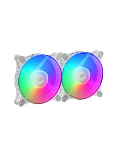 MF-DUO Kit 2 Ventiladores FRGB Rainbow 360° Ultra-silencioso Doble Conexión 3PIN + 4PIN Blanco