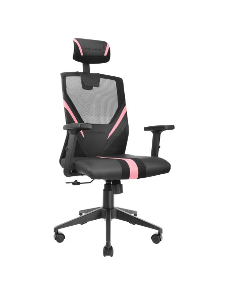MGC-ERGO Rosa Silla Gaming Ergonómica Malla Transpirable Soporte Ajustable Cervical + Lumbar + Reposabrazos