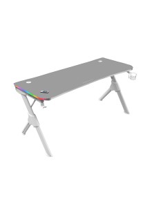 MGD140RGBW Blanco Mesa Gaming RGB 140cm Soportes Extra Alfombrilla Total