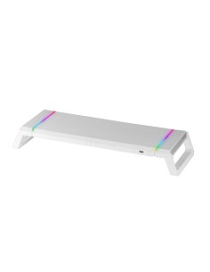 MGS-ONE Blanco Soporte Monitor RGB Chroma Tamaño Ajustable Soporte Smartphone y Tablet USB Frontal 2.0