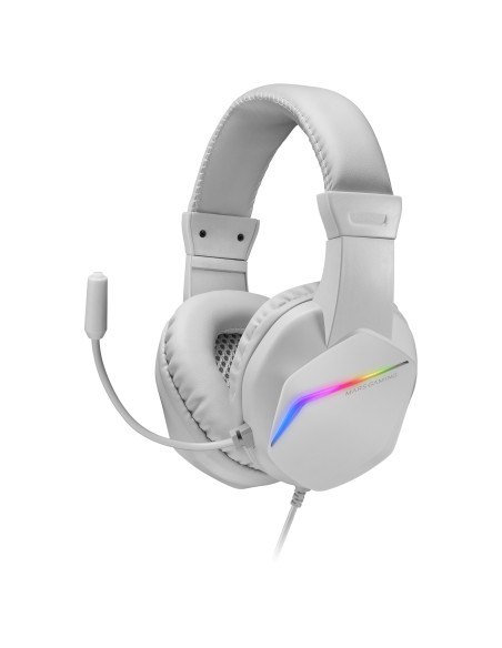 MH122 Blanco, Cascos Gaming FRGB Over Ear con Micrófono, Sonido HiFi, Cancelación de Sonido, Ultraligeros, PS4 PS5 Xbox Switch T