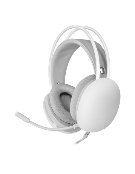 MH-GLOW Blanco Auriculares 360° Full Chroma RGB Flow Micrófono Cancelación de Ruido Diseño Ultra-ligero Almohadillas Mempory-Foa