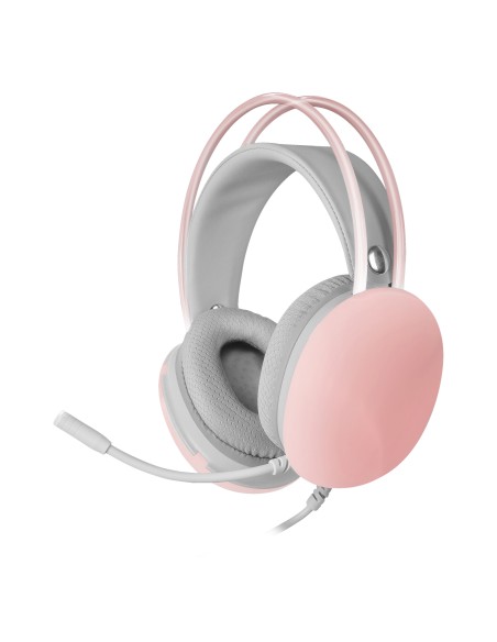MH-GLOW Rosa Auriculares 360° Full Chroma RGB Flow Micrófono Cancelación de Ruido Diseño Ultra-ligero Almohadillas Mempory-Foam 