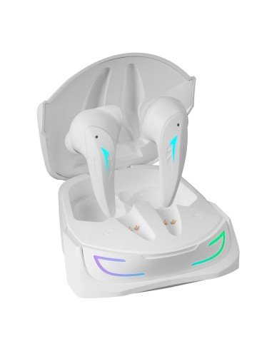 MHI-ULTRA Blanco Auriculares Inalámbricos TWS RGB Flow Bluetooth 5.3 Triple Cancelación Ruido 24H Batería