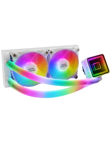 ML-ULTRA240 Blanco Refrigeración Líquida CPU TDP 500W Espejo Infinito 2 Ventiladores Silenciosos FDB ARGB Tubos ARGB Multisocket
