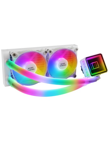ML-ULTRA240 Blanco Refrigeración Líquida CPU TDP 500W Espejo Infinito 2 Ventiladores Silenciosos FDB ARGB Tubos ARGB Multisocket