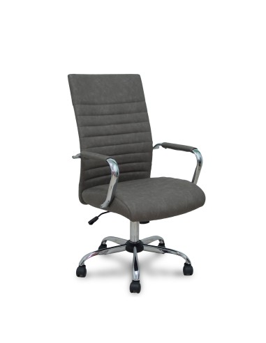 Sillón Opti527CR cromada basculante similpiel gris base cromada