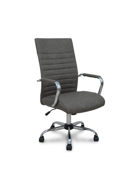 Sillón Opti527CR cromada basculante similpiel gris base cromada