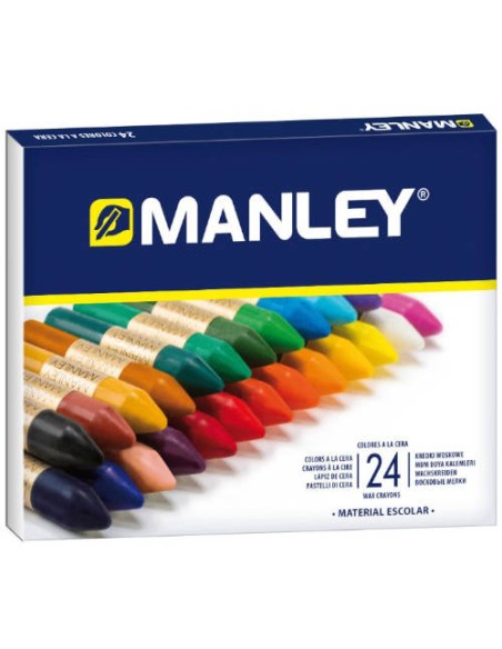 ESTUCHE DE 24 UNIDADES CERAS BLANDAS COLORES SURTIDOS MANLEY MNC00066