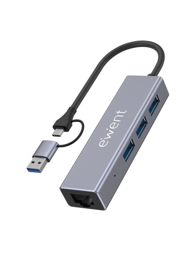 EW1159 hub de interfaz USB 3.2 Gen 1 (3.1 Gen 1) Type-A + Type-C 5000 Mbit/s Gris