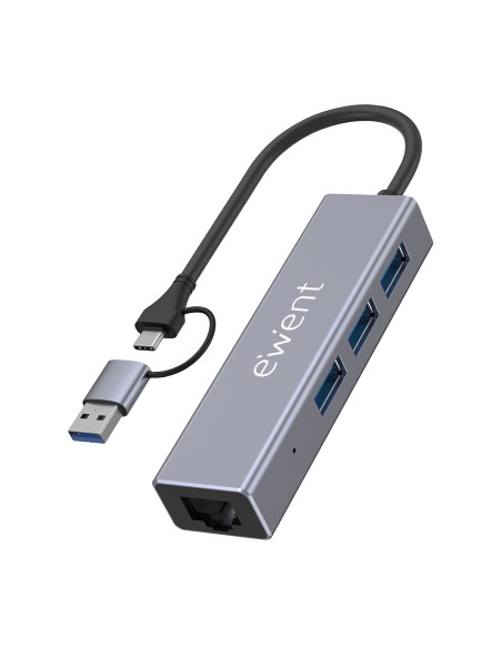 EW1159 hub de interfaz USB 3.2 Gen 1 (3.1 Gen 1) Type-A + Type-C 5000 Mbit/s Gris