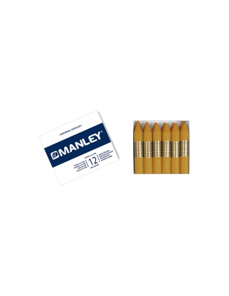 ESTUCHE 12 CERAS MANLEY MNC05060 OCRE MADERA