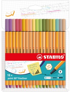 Point 88 rotulador de punta fina Colores surtidos 18 pieza(s)