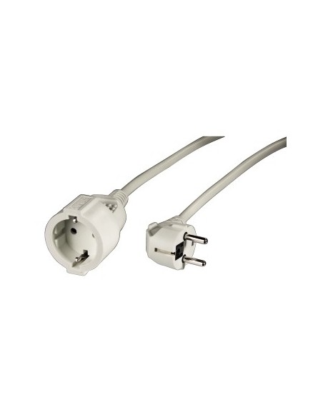 Cable con enchufe de 5m, seguro, resistente, color blanco.