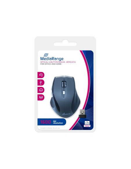 MROS203 ratón mano derecha RF inalámbrico Óptico 1600 DPI MROS203 ratón mano derecha RF inalámbrico Óptico 1600 DPI