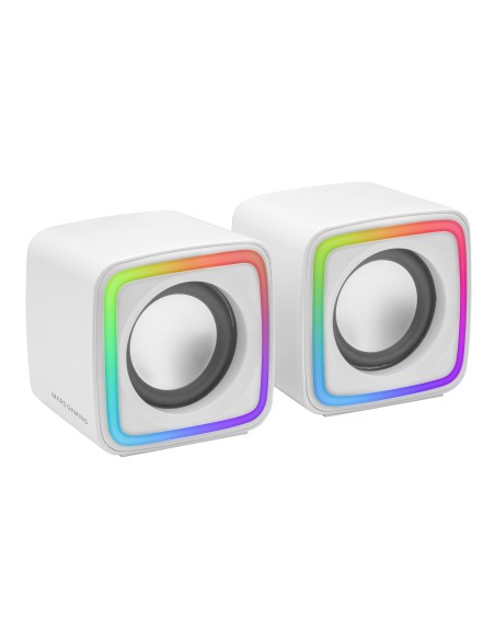 MSCUBEW Blanco Altavoces Gaming RGB Compactos Procesador Sonido DSP 8W