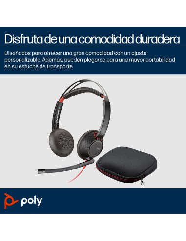 Auriculares estéreo Blackwire 5220 USB-C + Conector de 3,5 mm + Adaptador USB-C/A