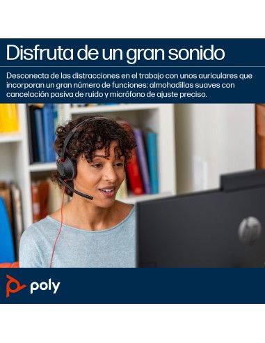 Auriculares estéreo Blackwire 5220 USB-C + Conector de 3,5 mm + Adaptador USB-C/A