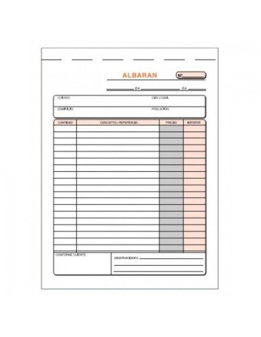 Paq 5 talonarios de albaranes 1 4 natural triplicado autocopiante